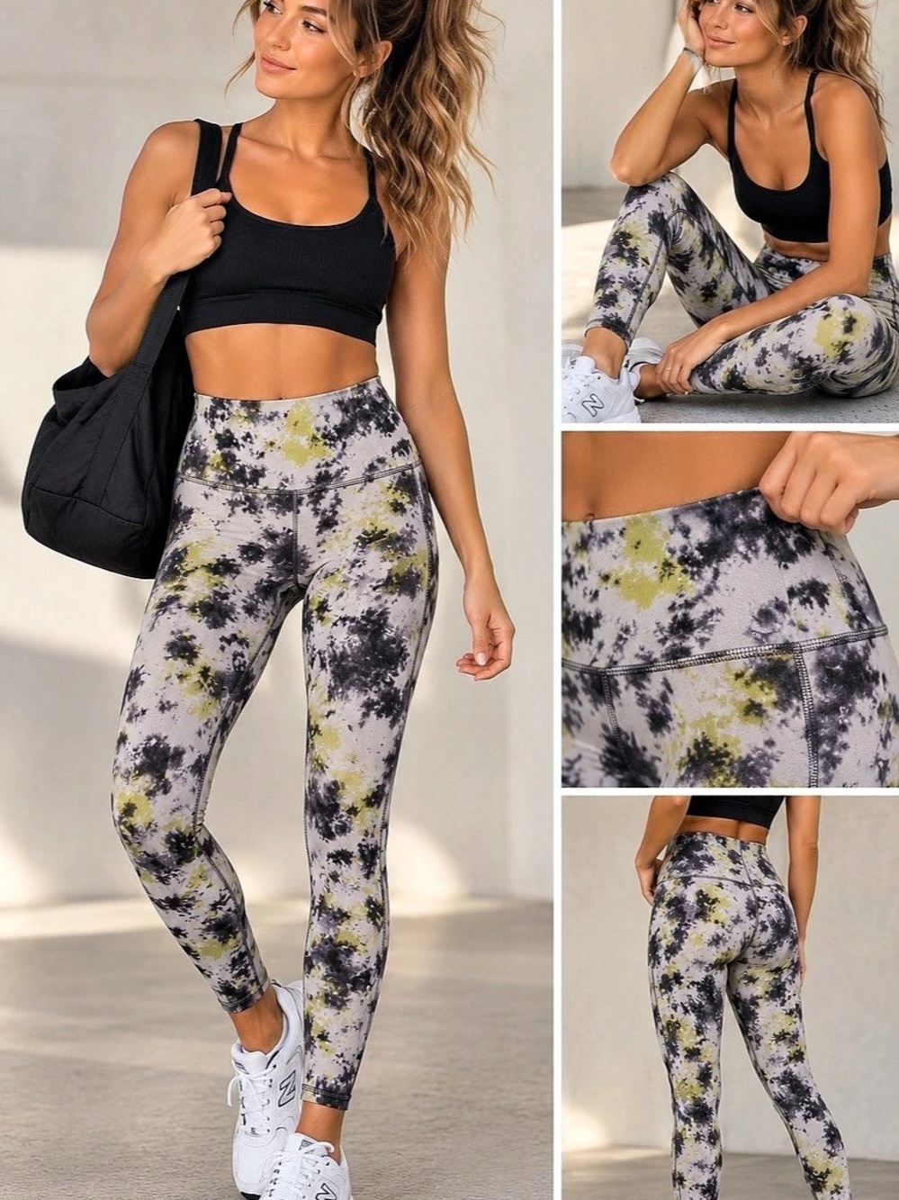 Lululemon Align High Rise Radical Tie Dye Gray Yellow Nulu Leggings Sz 8